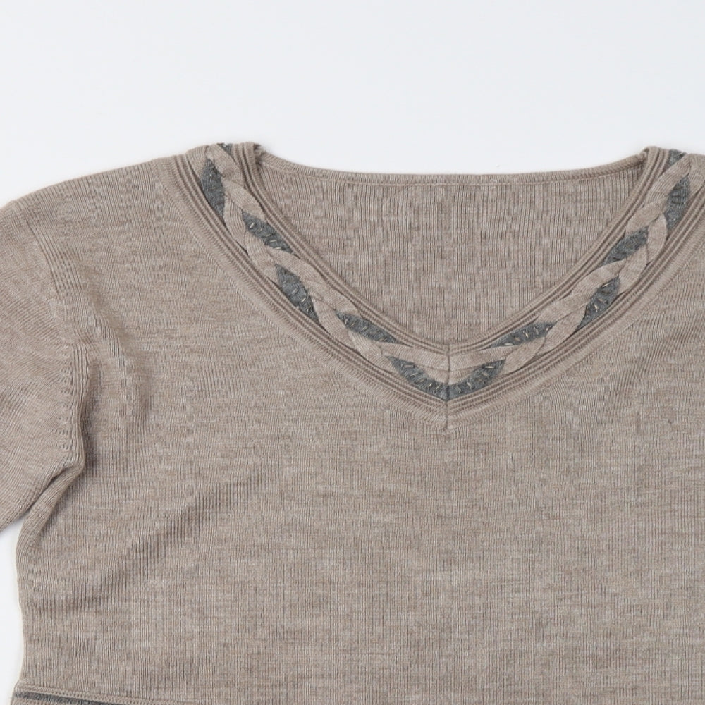 Womens UK Size M Preworn Beige Pullover Jumper