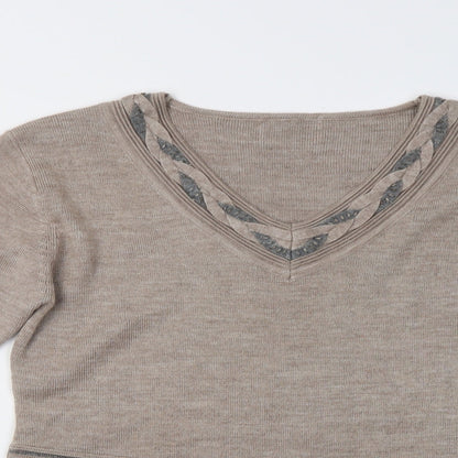 Womens UK Size M Preworn Beige Pullover Jumper