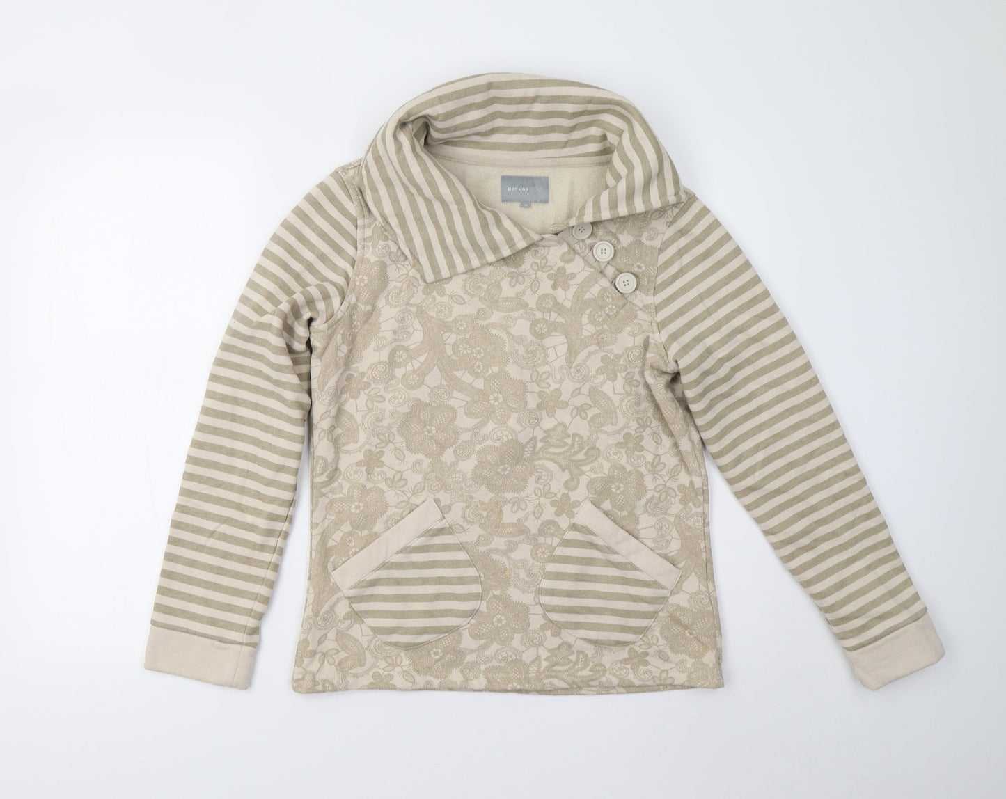 Womens UK Size M M&S Beige Henley Jumper