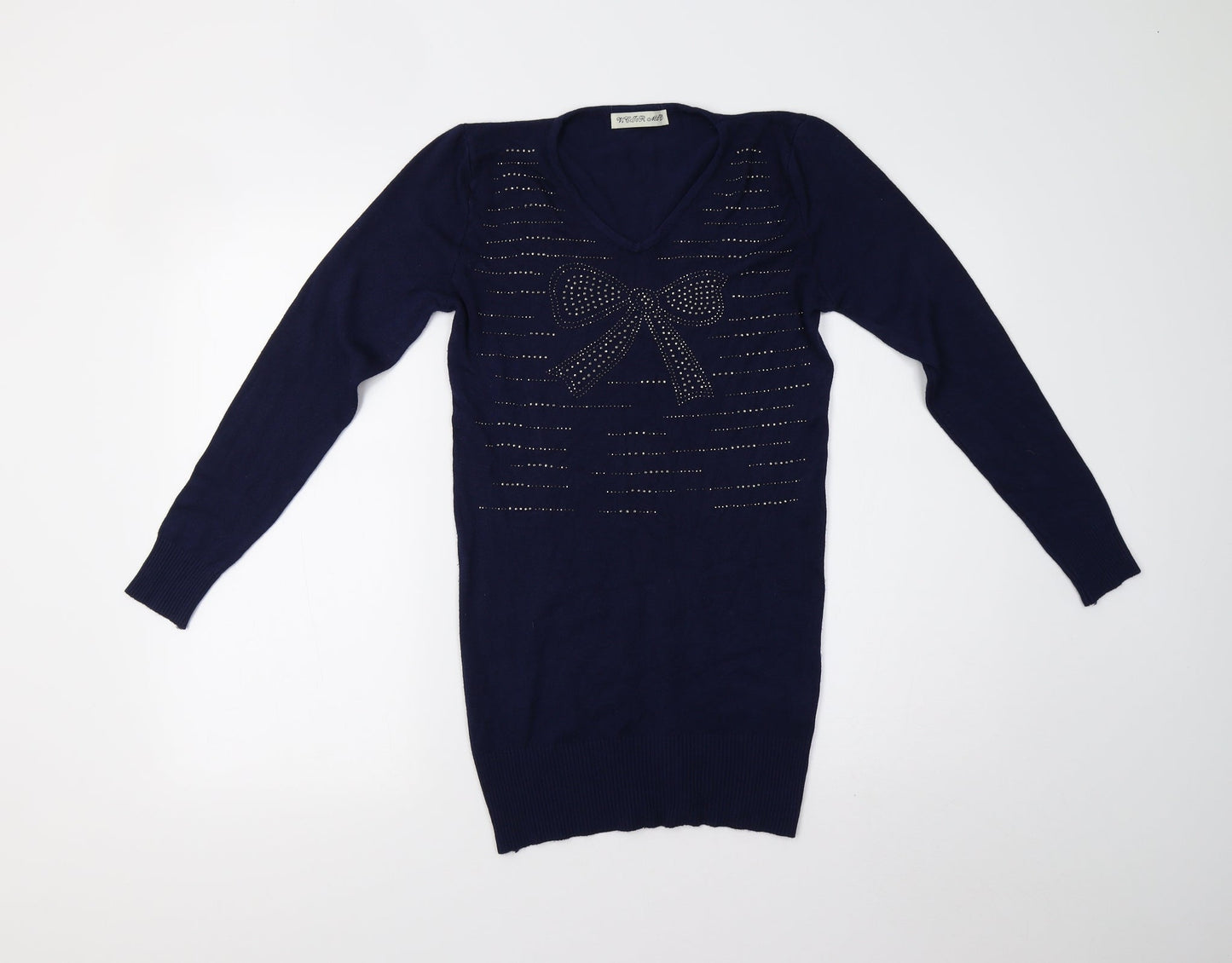 Victor Mod Womens Blue  Knit Pullover Jumper Size S