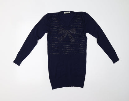 Victor Mod Womens Blue  Knit Pullover Jumper Size S