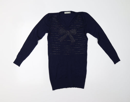 Victor Mod Womens Blue  Knit Pullover Jumper Size S