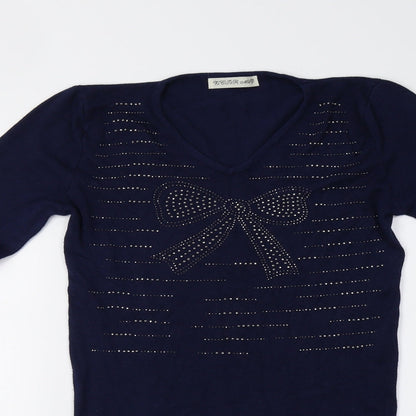 Victor Mod Womens Blue  Knit Pullover Jumper Size S
