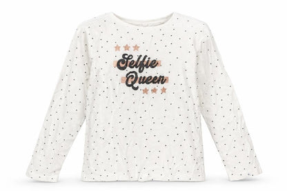 Primark Girls White Polka Dot  Basic T-Shirt Size 9-10 Years