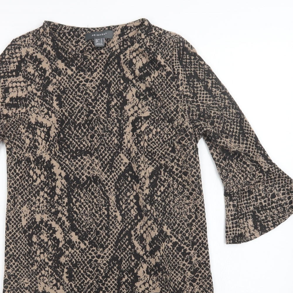 Primark Womens Multicoloured Animal Print  T-Shirt Dress  Size 4