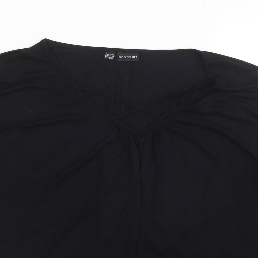 Womens UK Size M Bodyflirt Black Basic Blouse