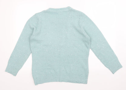 Womens UK Size M Peacocks Green Pullover Jumper