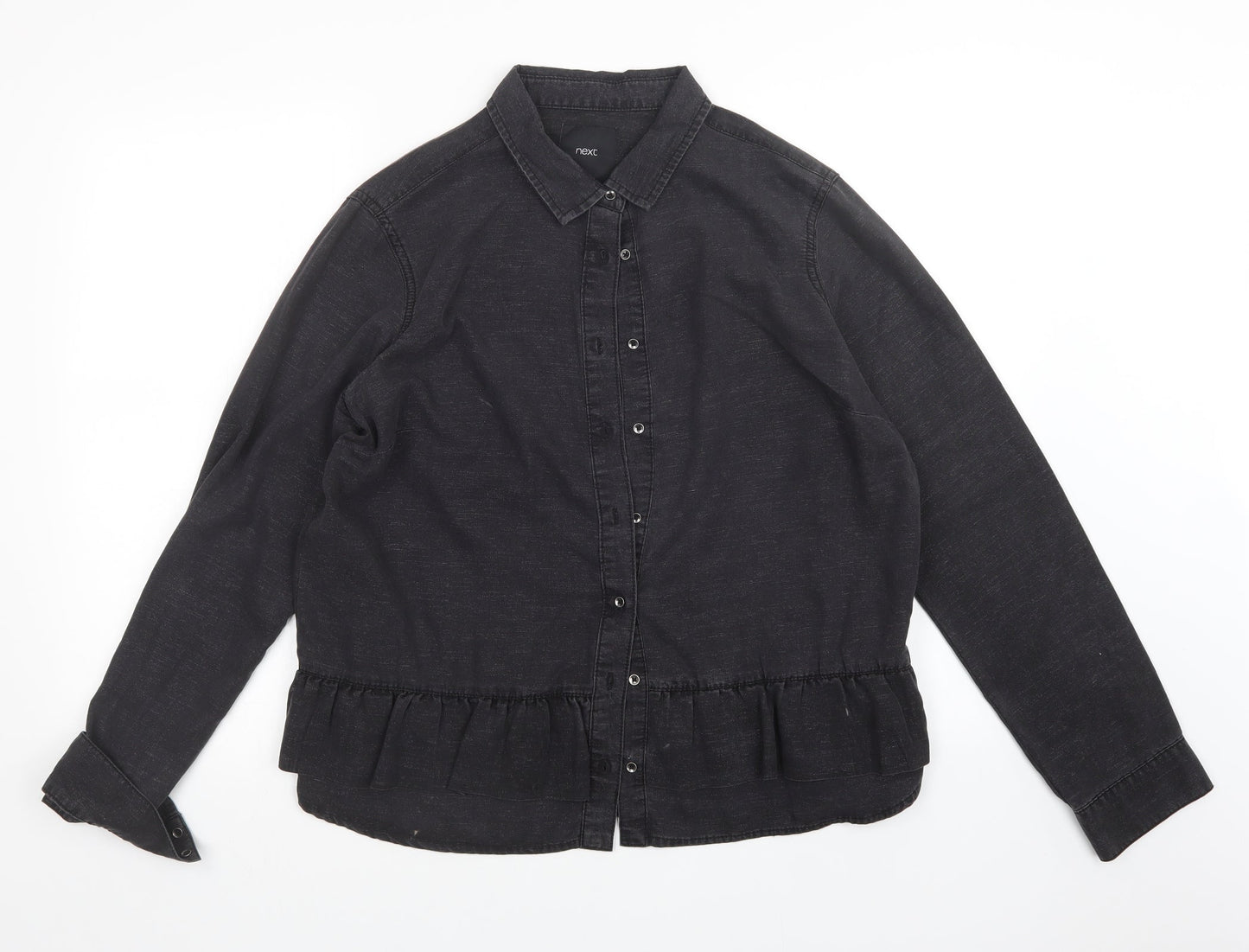 Womens UK Size 16 NEXT Black Basic Button-Up