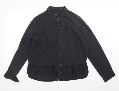 Womens UK Size 16 NEXT Black Basic Button-Up