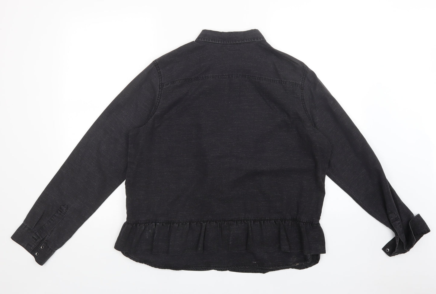 Womens UK Size 16 NEXT Black Basic Button-Up