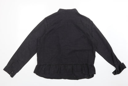 Womens UK Size 16 NEXT Black Basic Button-Up