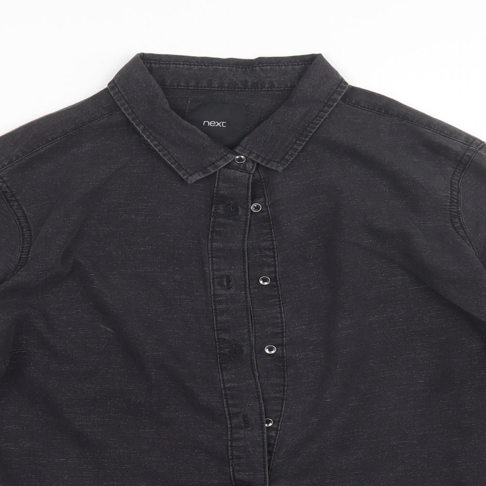 Womens UK Size 16 NEXT Black Basic Button-Up