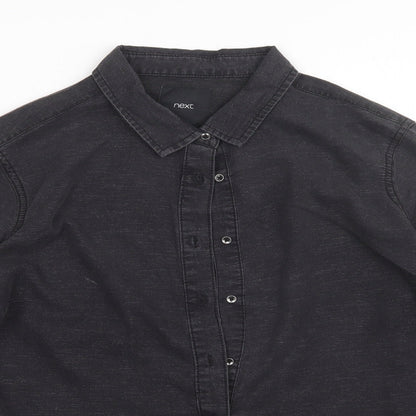 Womens UK Size 16 NEXT Black Basic Button-Up