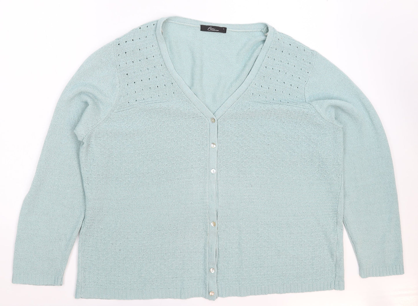 Womens UK Size L BM Green Cardigan Jumper