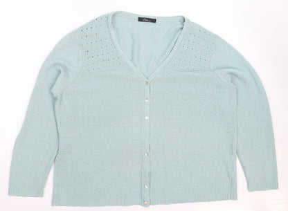 Womens UK Size L BM Green Cardigan Jumper