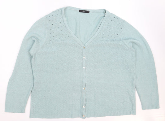 Womens UK Size L BM Green Cardigan Jumper