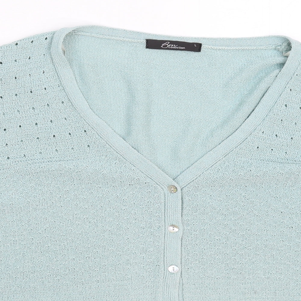 Womens UK Size L BM Green Cardigan Jumper
