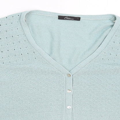 Womens UK Size L BM Green Cardigan Jumper