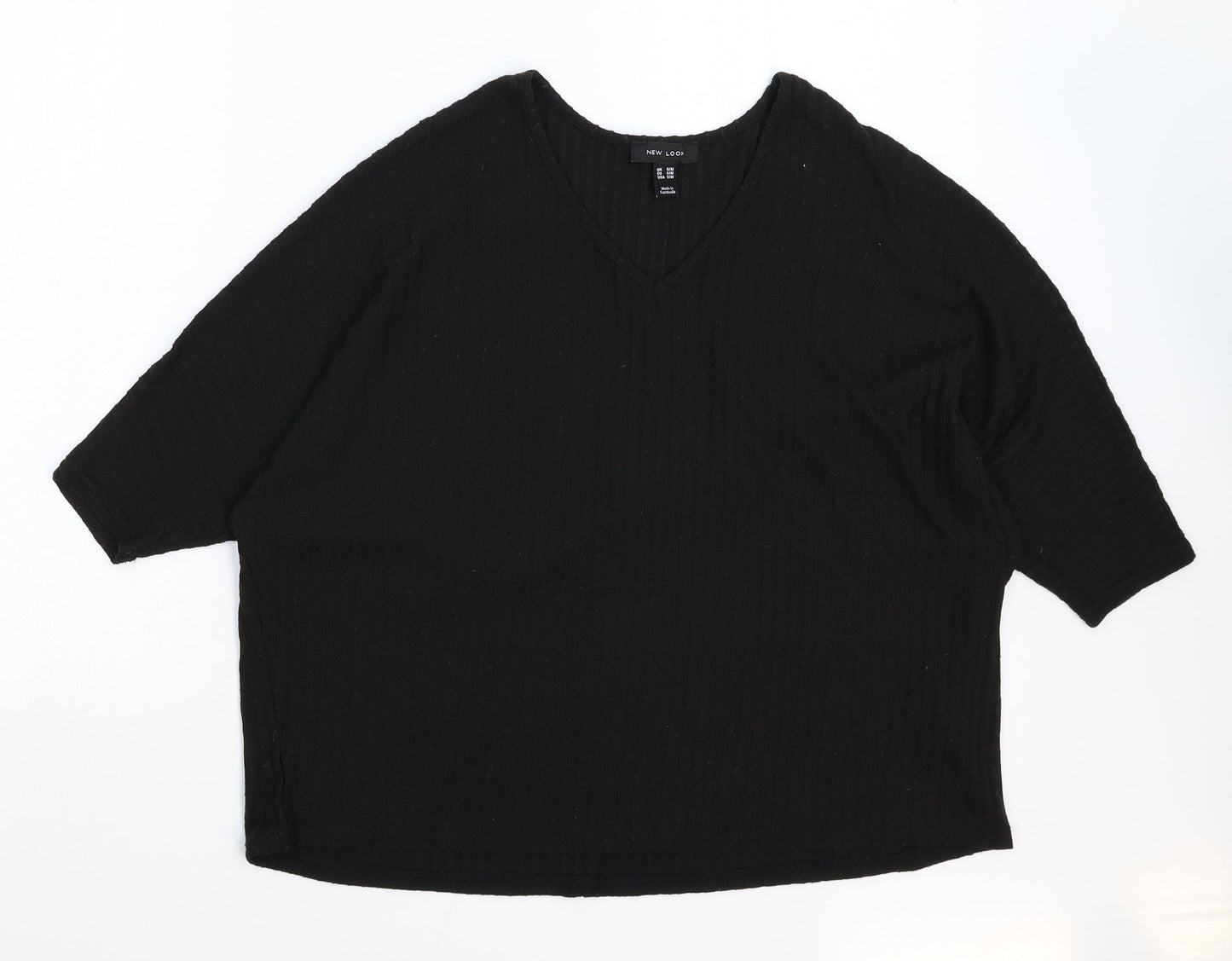 Womens UK Size M New Look Black Basic T-Shirt