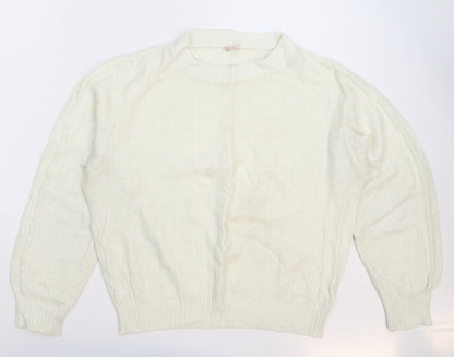 Womens UK Size L Preworn White Pullover Jumper