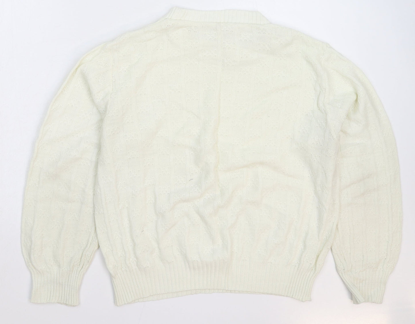 Womens UK Size L Preworn White Pullover Jumper