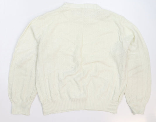 Womens UK Size L Preworn White Pullover Jumper