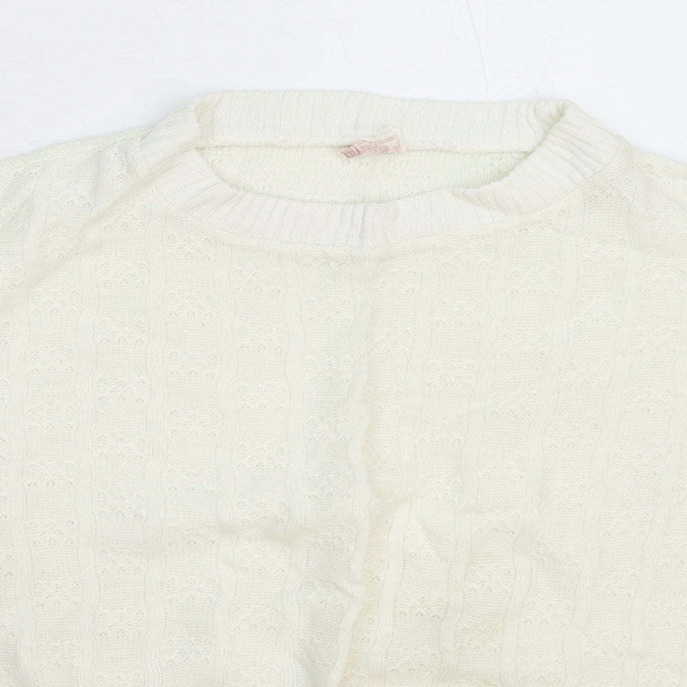 Womens UK Size L Preworn White Pullover Jumper