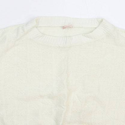 Womens UK Size L Preworn White Pullover Jumper