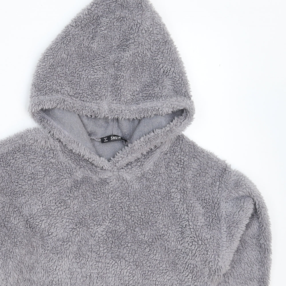 SheIn Womens Grey  Fleece Pullover Hoodie Size S  - Crop