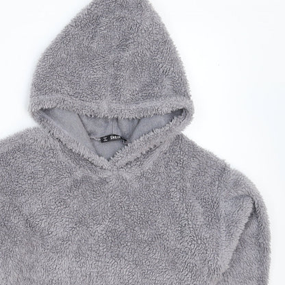 SheIn Womens Grey  Fleece Pullover Hoodie Size S  - Crop