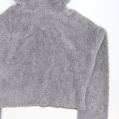 SheIn Womens Grey  Fleece Pullover Hoodie Size S  - Crop