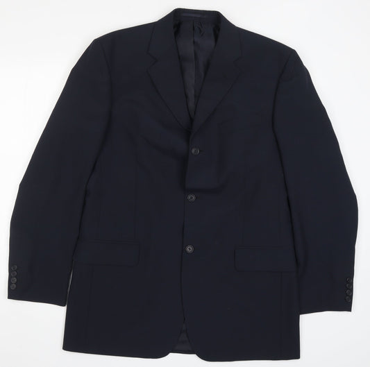 Mens UK Size 40 Pinstripe Regular Blue Suit Jacket