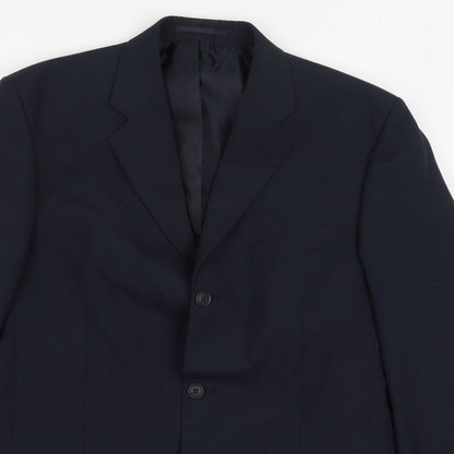 Mens UK Size 40 Pinstripe Regular Blue Suit Jacket