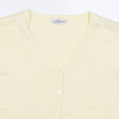 J Frazer Womens Ivory Floral Knit Cardigan Jumper Size 14