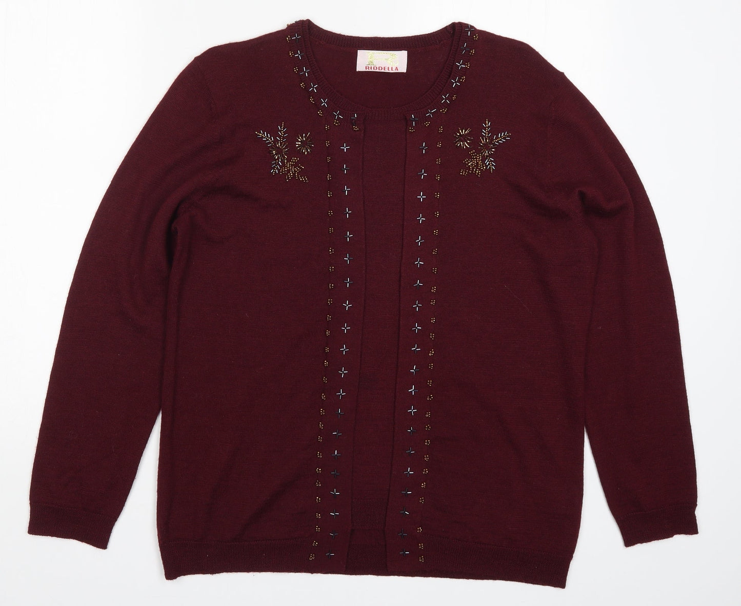 Riddella Womens Red  Knit Pullover Jumper Size 16