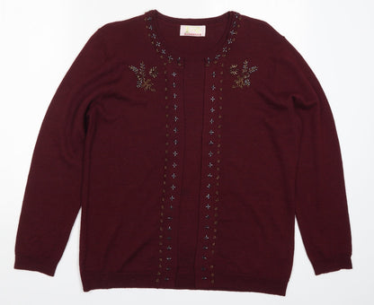 Riddella Womens Red  Knit Pullover Jumper Size 16