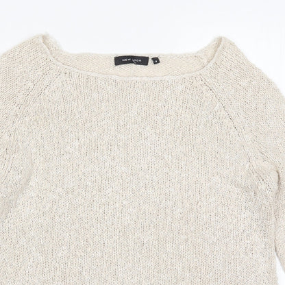 New Lok Womens Beige  Knit Pullover Jumper Size 8