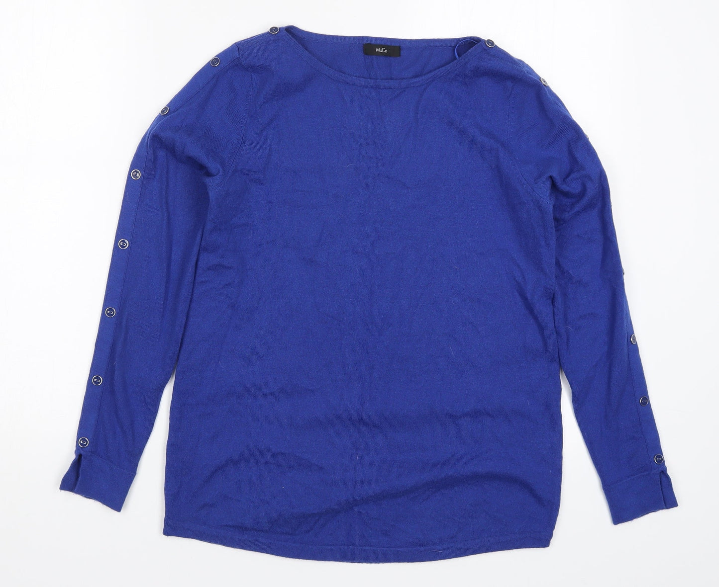 Womens UK Size 10 M&Co Blue Pullover Jumper
