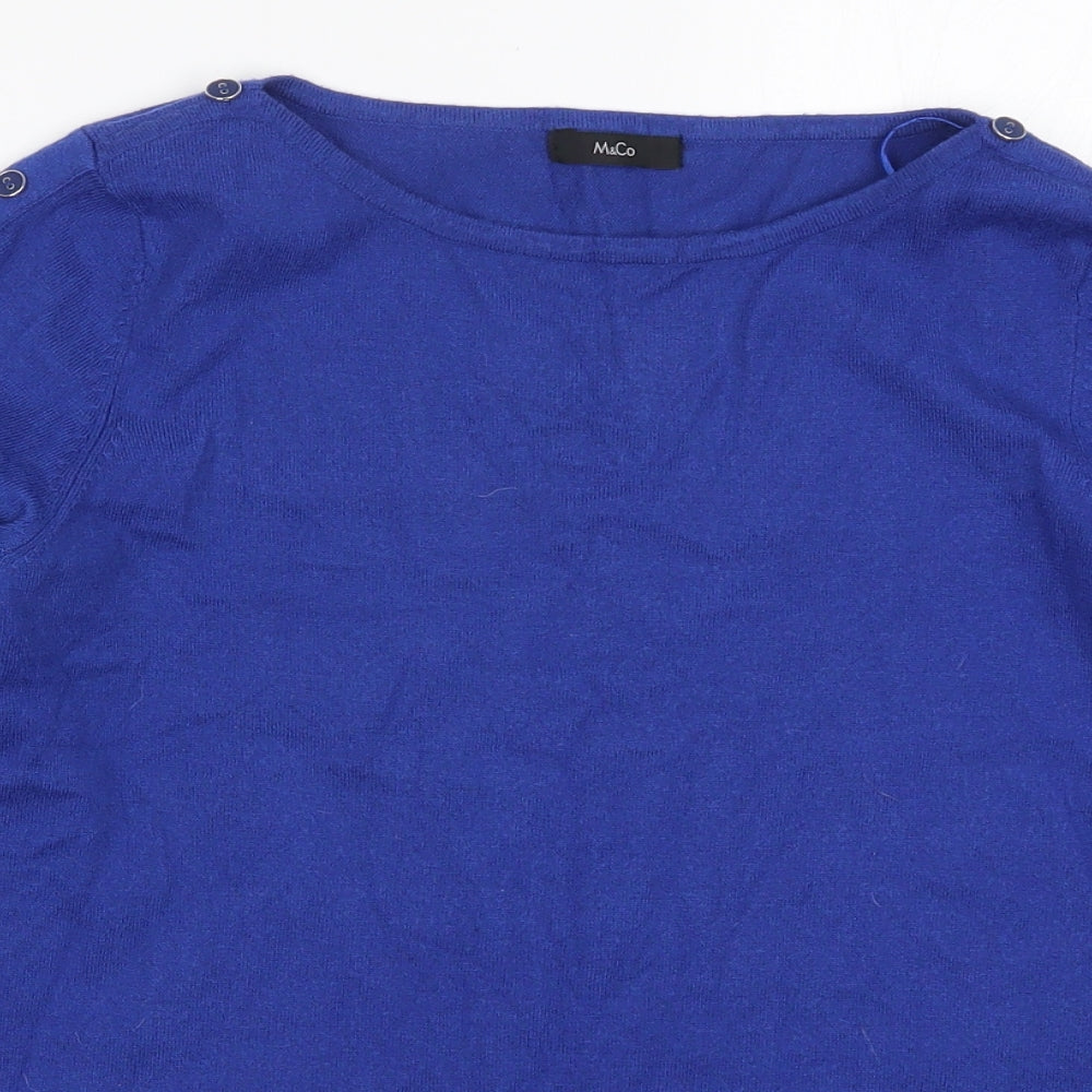 Womens UK Size 10 M&Co Blue Pullover Jumper