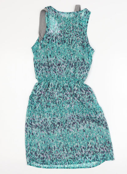 S Womens Blue Geometric Jersey Tank Dress  Size XS
