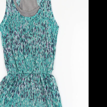 S Womens Blue Geometric Jersey Tank Dress  Size XS