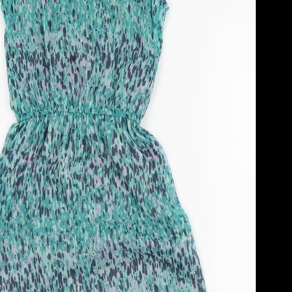 S Womens Blue Geometric Jersey Tank Dress  Size XS