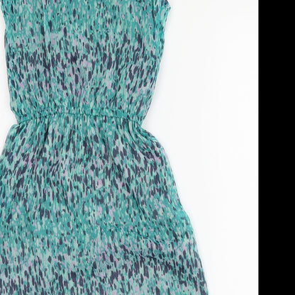 S Womens Blue Geometric Jersey Tank Dress  Size XS