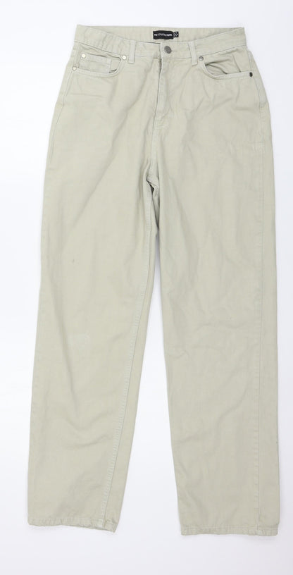 PRETTYLITTLETHING Womens Beige  Denim Straight Jeans Size 10 L29 in