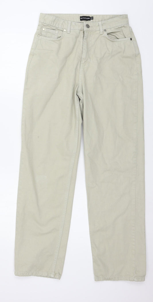 PRETTYLITTLETHING Womens Beige  Denim Straight Jeans Size 10 L29 in