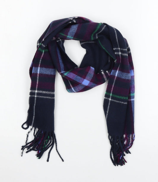 MArks Mens Blue Plaid Knit Rectangle Scarf Scarf One Size