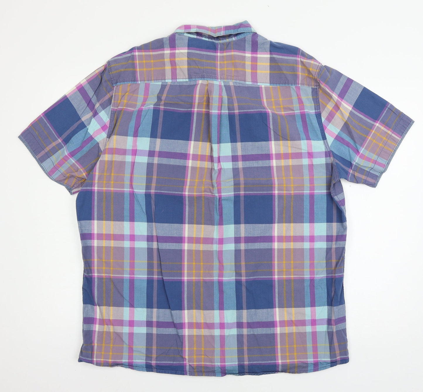 Mens UK Size XL Boston Crew Blue  Button-Up Short Sleeve Casual Shirt