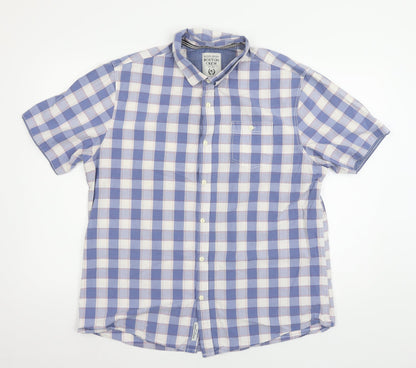 Mens UK Size XL Boston Crew Blue  Button-Up Short Sleeve Casual Shirt