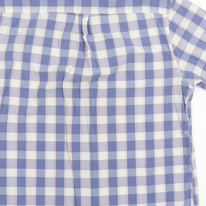 Mens UK Size XL Boston Crew Blue  Button-Up Short Sleeve Casual Shirt