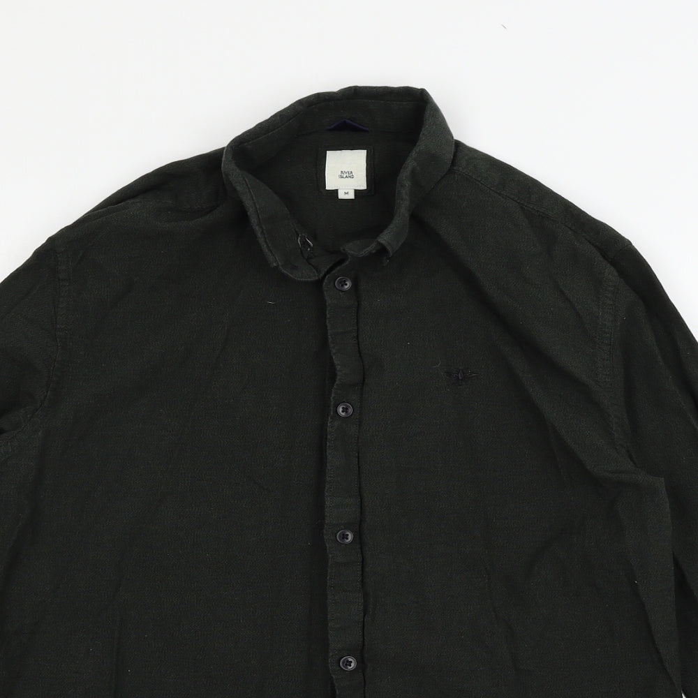 River Island Mens Green    Button-Up Size M